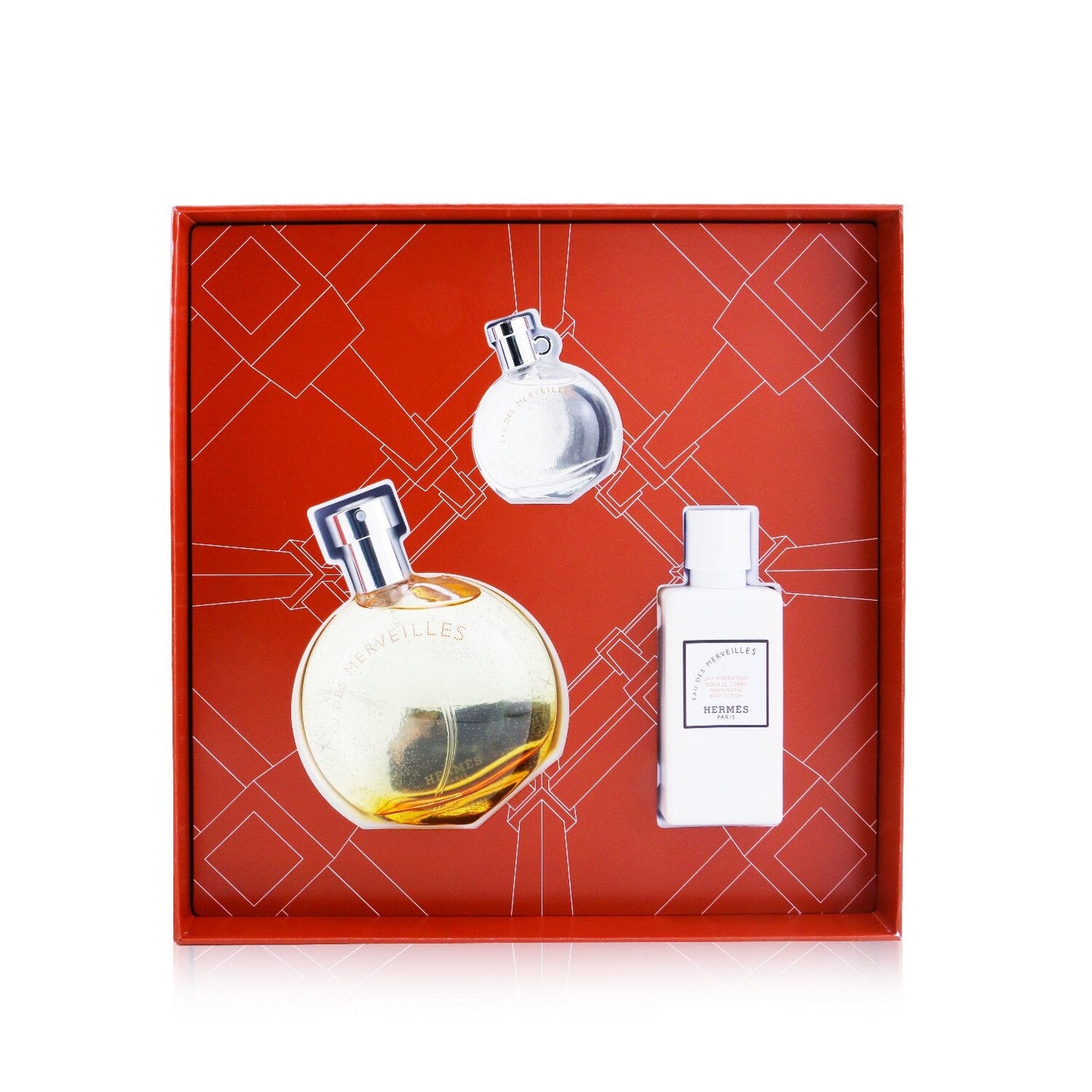 Hermes Eau Des Merveilles Coffret: Eau DeToilette Spray 50ml + Eau De Toilette 7.5ml + Body Lotion 40ml 3pcs