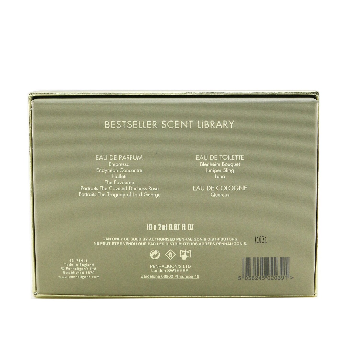 Penhaligon's Scent Library: Luna, Empressa, Endymion, Halfeti, The Favourite, The Coveted Duchess Rose, The Tragedy of Lord George, Blenheim Bouquet, Juniper Sling, Quercus 10x2ml/0.6z