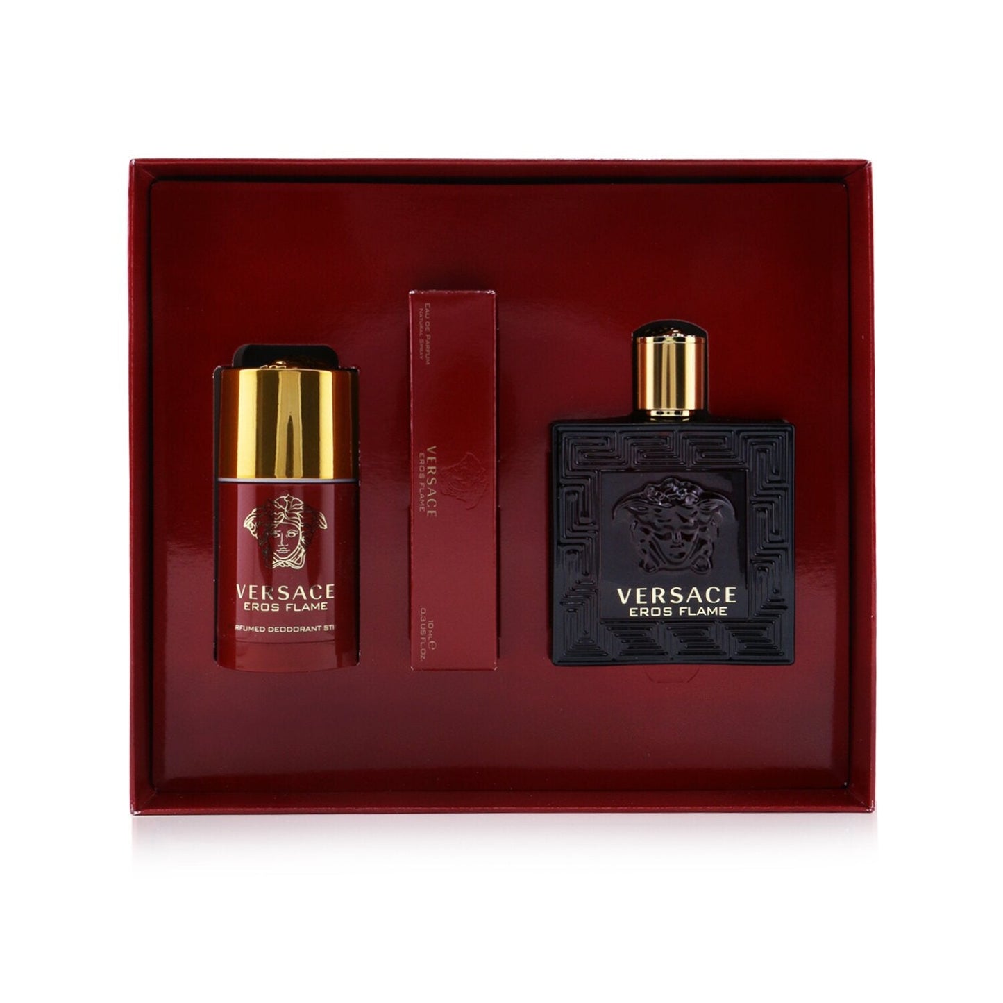 Versace Eros Flame Coffret: Eau De Parfum Spray 100ml/3.4oz + Eau De Parfum Spray 10ml/0.3oz + Deodorant Stick 75ml/2.5oz 3pcs