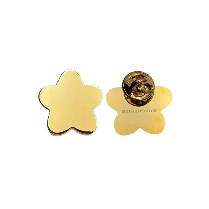 Burberry Golden Brass Flower Shape Lapel Pin brooch