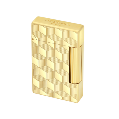 S.T. DUPONT Initial Cube Guilloche Golden Lighter/Briquet 020841