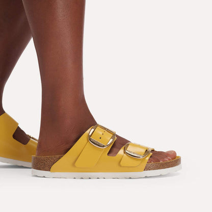 Women's Arizona Big Buckle Natural Leather Patent High-Shine Ochre