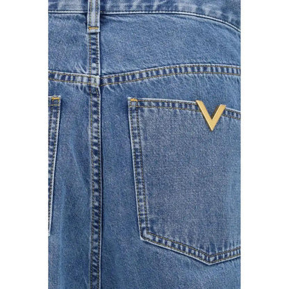 Valentino Garavani Blue Cotton Straight-Leg Jeans