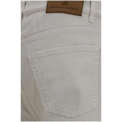 Brunello Cucinelli White Cotton Straight-Leg Jeans