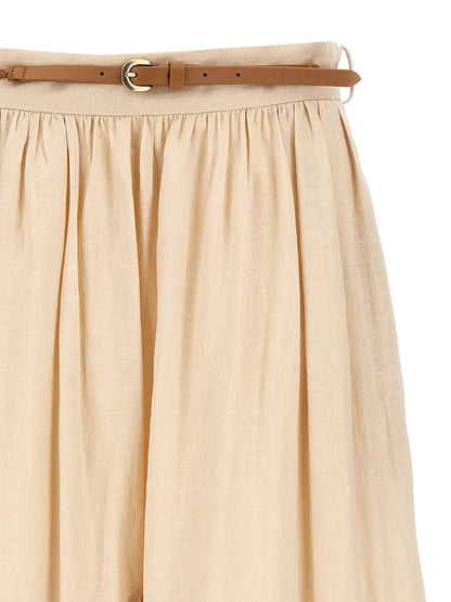 Zimmermann Beige Linen Midi Skirt