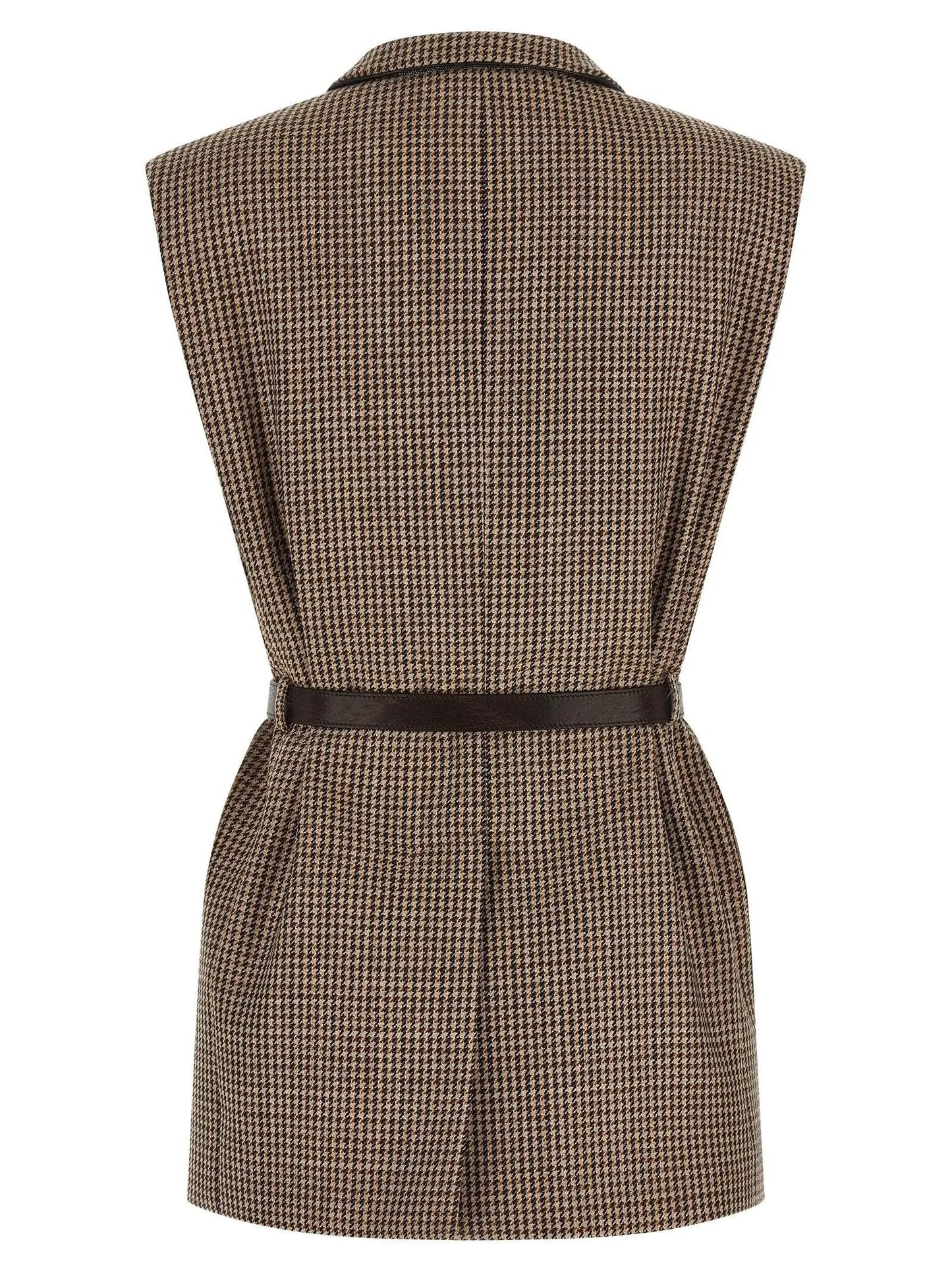 Brunello Cucinelli Beige Virgin Wool Sleeveless Jacket