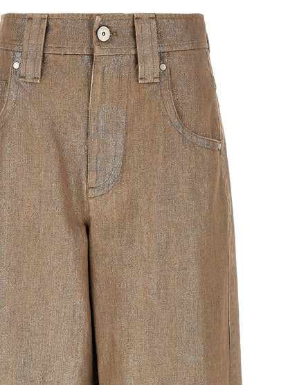 Brunello Cucinelli Beige Cotton Relaxed Fit Jeans