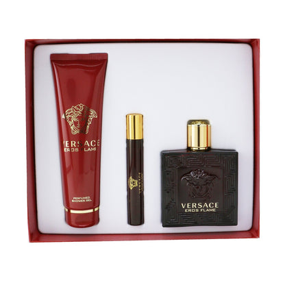 Versace Eros Flame Coffret: Eau De Parfum Spray 100ml/3.4oz + Eau De Parfum Spray 10ml/0.3oz + Shower Gel 150m/5oz  3pcs