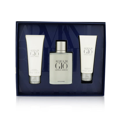 Giorgio Armani Acqua Di Gio Coffret: Eau De Toilette Spray 100ml/3.4oz + All Over Body Shampoo 75ml/2.5oz + After Shave Balm 75ml/2.5oz (Unboxed)  3pcs
