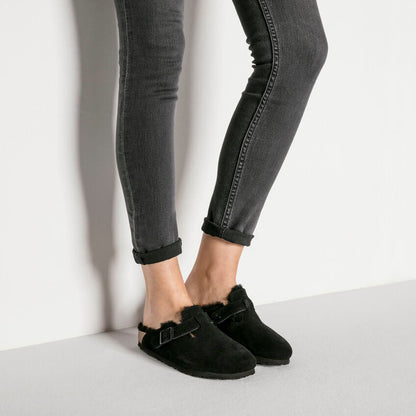 Unisex Boston Shearling Suede Leather Black Regular/Wide
