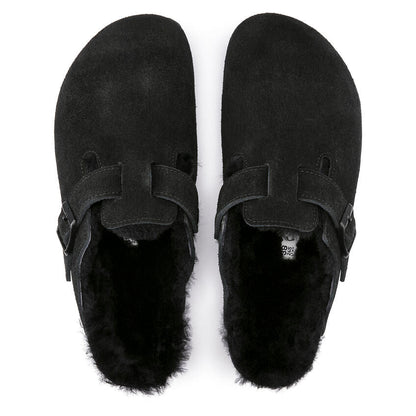 Unisex Boston Shearling Suede Leather Black Regular/Wide