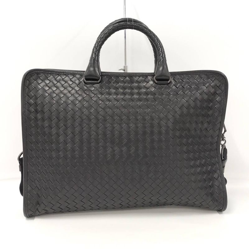 Bottega Veneta 2-Way Shoulder Bag Business Intrecciato Leather Black