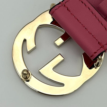 Gucci Belt Interlocking Leather Metal Pink Light Togo
