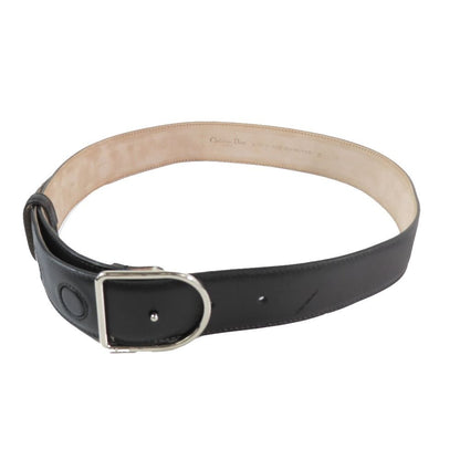 Dior Dlogo Buckle Leather Belt Black Silver