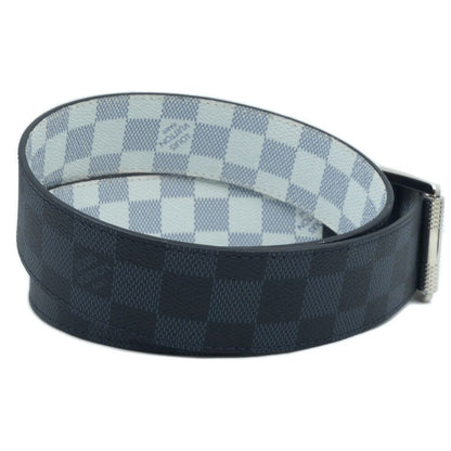 Louis Vuitton Ceinture Reverse Damier Belt All Over Pattern Leather Blue Black