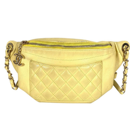Chanel Belt Bag CC Logo Leather Yellow