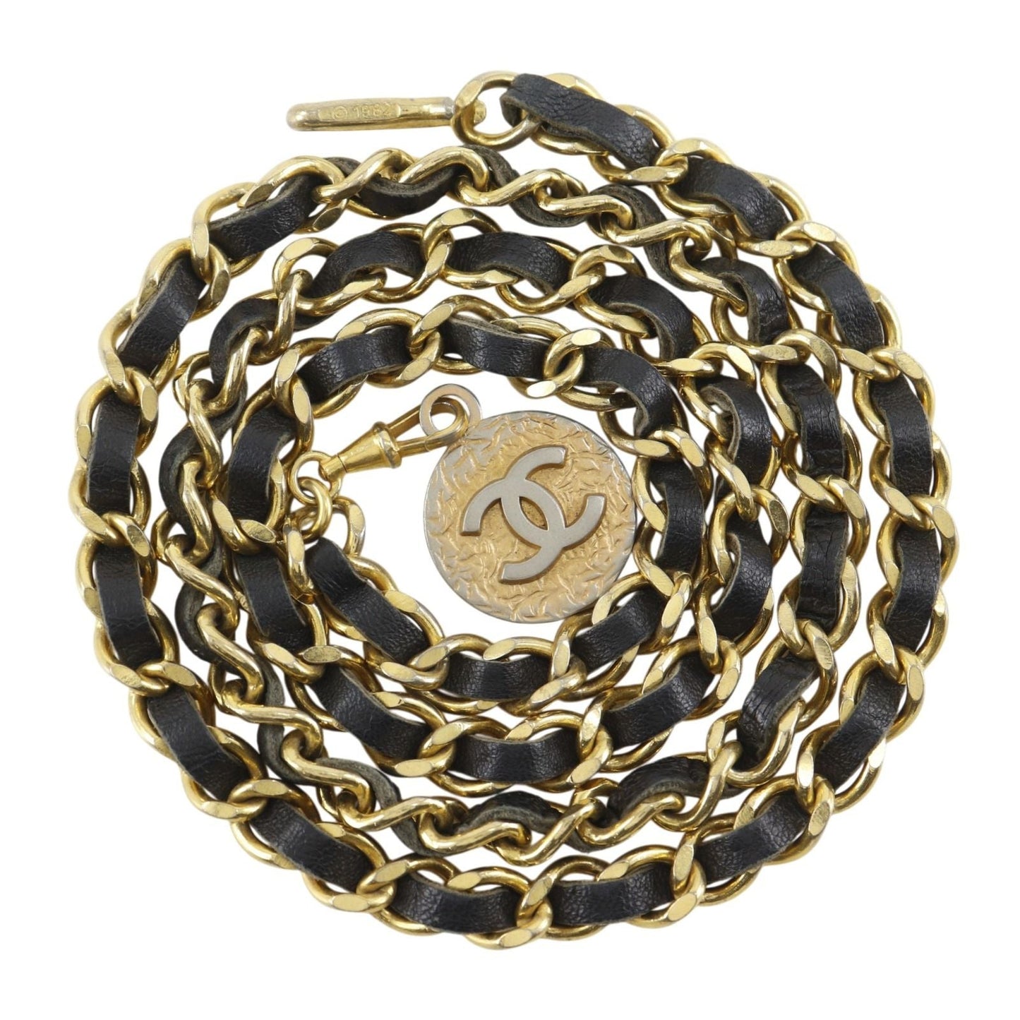 Chanel Che CC Logo Vintage Leather Black LadyBelt Belt