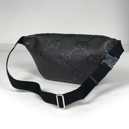 Gucci Jumbo GG Belt Bag Waist Pouch Pattern Leather Black