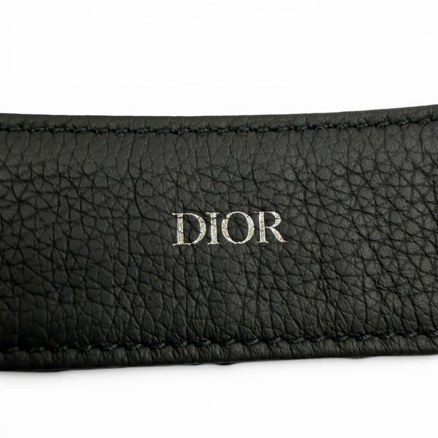 Dior Homme Canvas Leather Oblique Pin Buckle Belt Black Silver