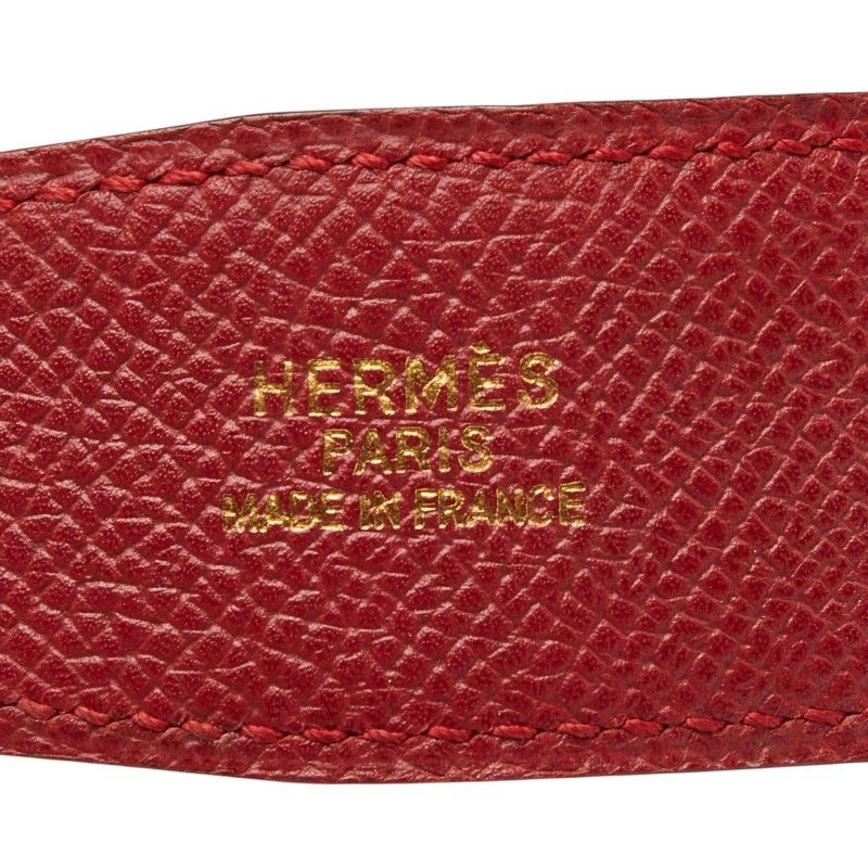 Hermes Constance Belt Buckle Reversible Vintage 65 Red Black Gold Leather
