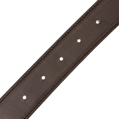 Hermes Belt Lucky Metal Leather Orange Dark Brown Silver