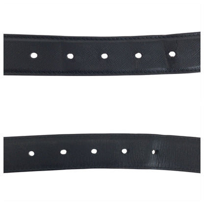 Prada 90 Black Silver Leather Belt