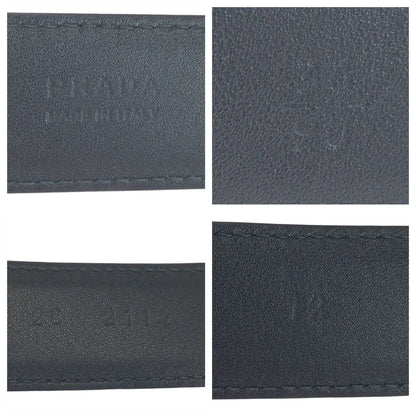 Prada 90 Black Silver Leather Belt