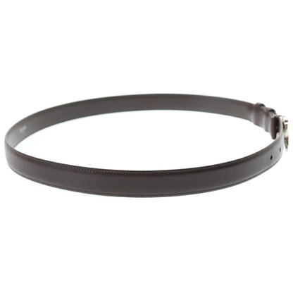Celine Triomphe Buckle Leather Belt Silver Brown