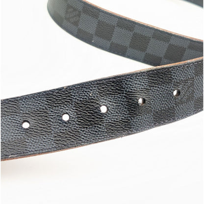 Louis Vuitton Ceinture Damier Print Graphite Infini Reversible Black Belt