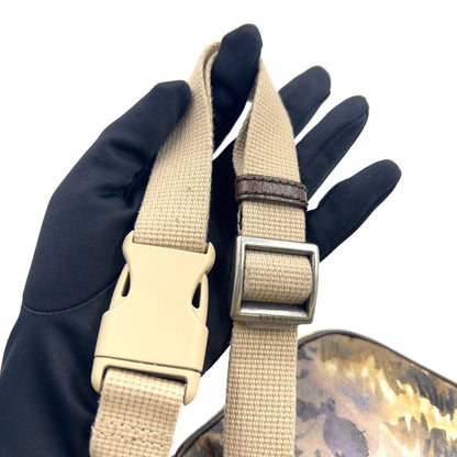 Gucci The North Face Leather Nylon Green Beige Belt Bag Silver