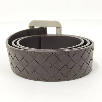 Bottega Veneta Intrecciato Belt Leather Dark Brown Silver