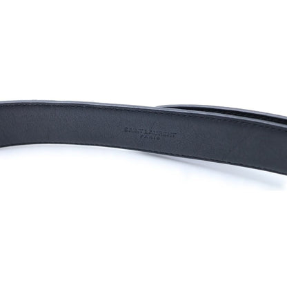 Saint Laurent Paris Circle Logo Buckle Leather Belt Gold Black 85