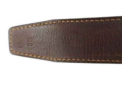 Hermes Perforated Logo Evelyne Buckle Leather Belt 90 Black Brown