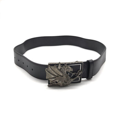 Prada Dragon Saffiano Leather Belt Animal Black Silver Bag Included