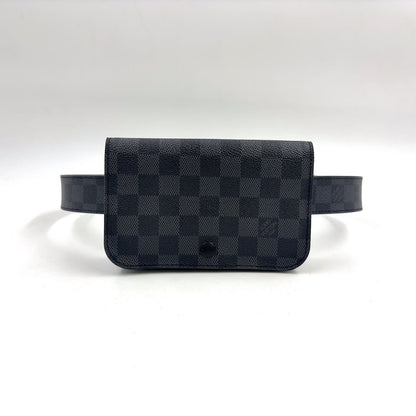 Louis Vuitton Ceinture Pochette Homme Damier Graphite Leather Black Belt Bag