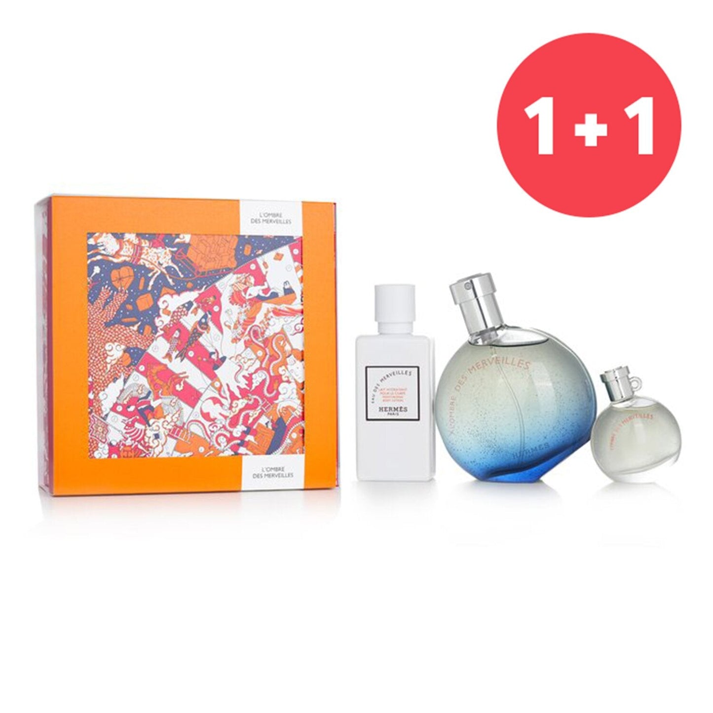 Hermes 【1+1 Set】L'Ombre Des Merveilles Coffret: Eau De Parfum Spray 50ml + Miniature EDP 7.5ml + Body Lotion 40ml    3pcs