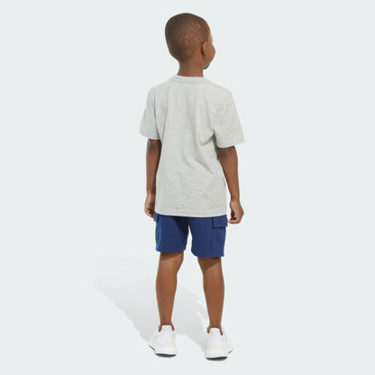 Kids' adidas Two-Piece Short Sleeve Heather Cotton Tee and Cargo French Terry Shorts Set