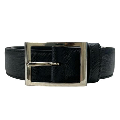 Prada 2 Cc121 4 Belt Saffiano Leather Black Silver