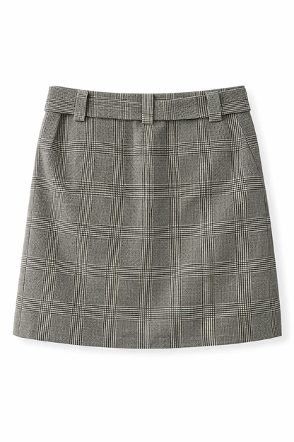 ETRO Glen Plaid Mini Skirt with Self-Tie Belt