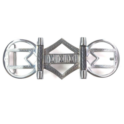 Hermes Touareg Hand Engraved Design Chrome Color Leather Use Belt Buckle SV 925