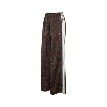 Satin Snake Print Wide Leg Track Pants