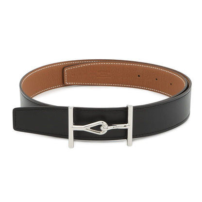 Hermes Belt Jumbo Black Gold Silver Box Calf Togo 80