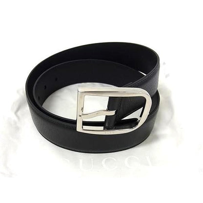Gucci Leather Silver Hardware Belt Size 85.34 Black