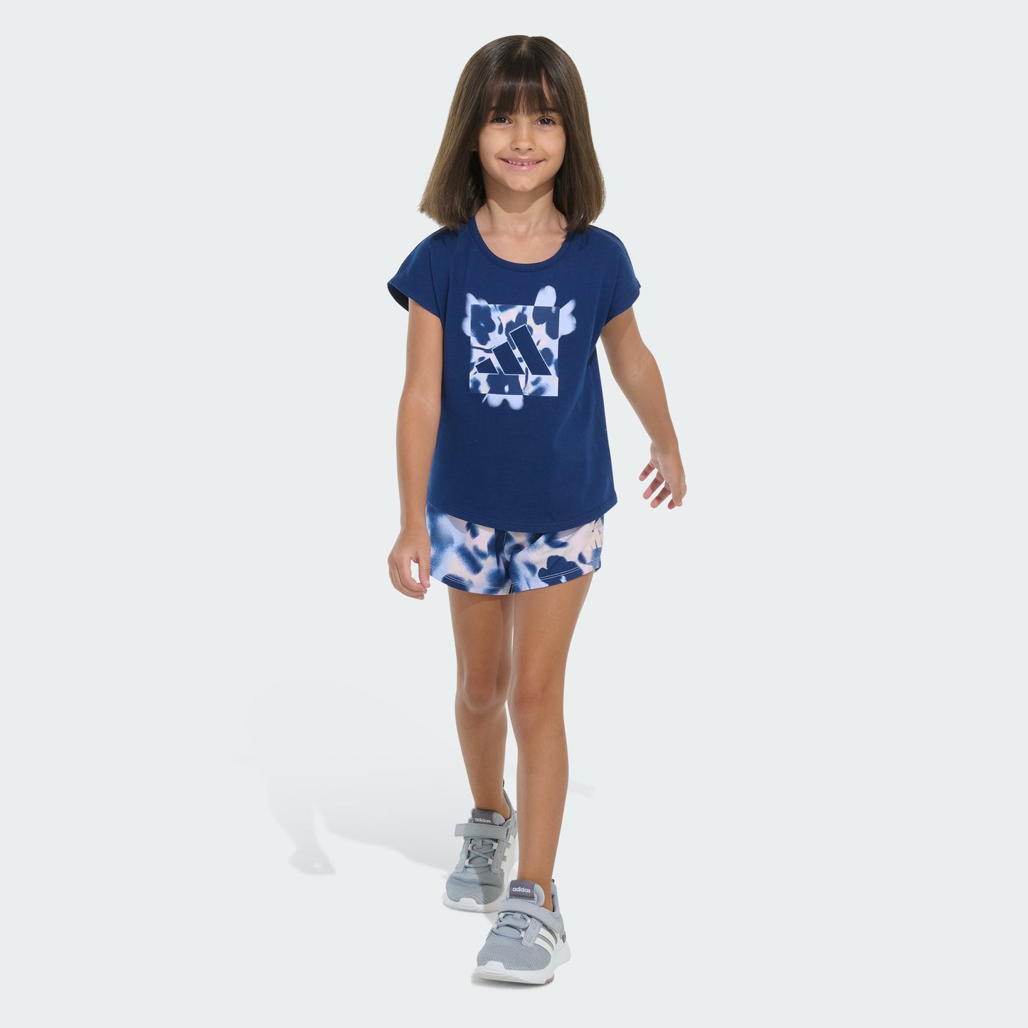 Kids' adidas Two-Piece Cap Sleeve Tee and Woven Shorts Set